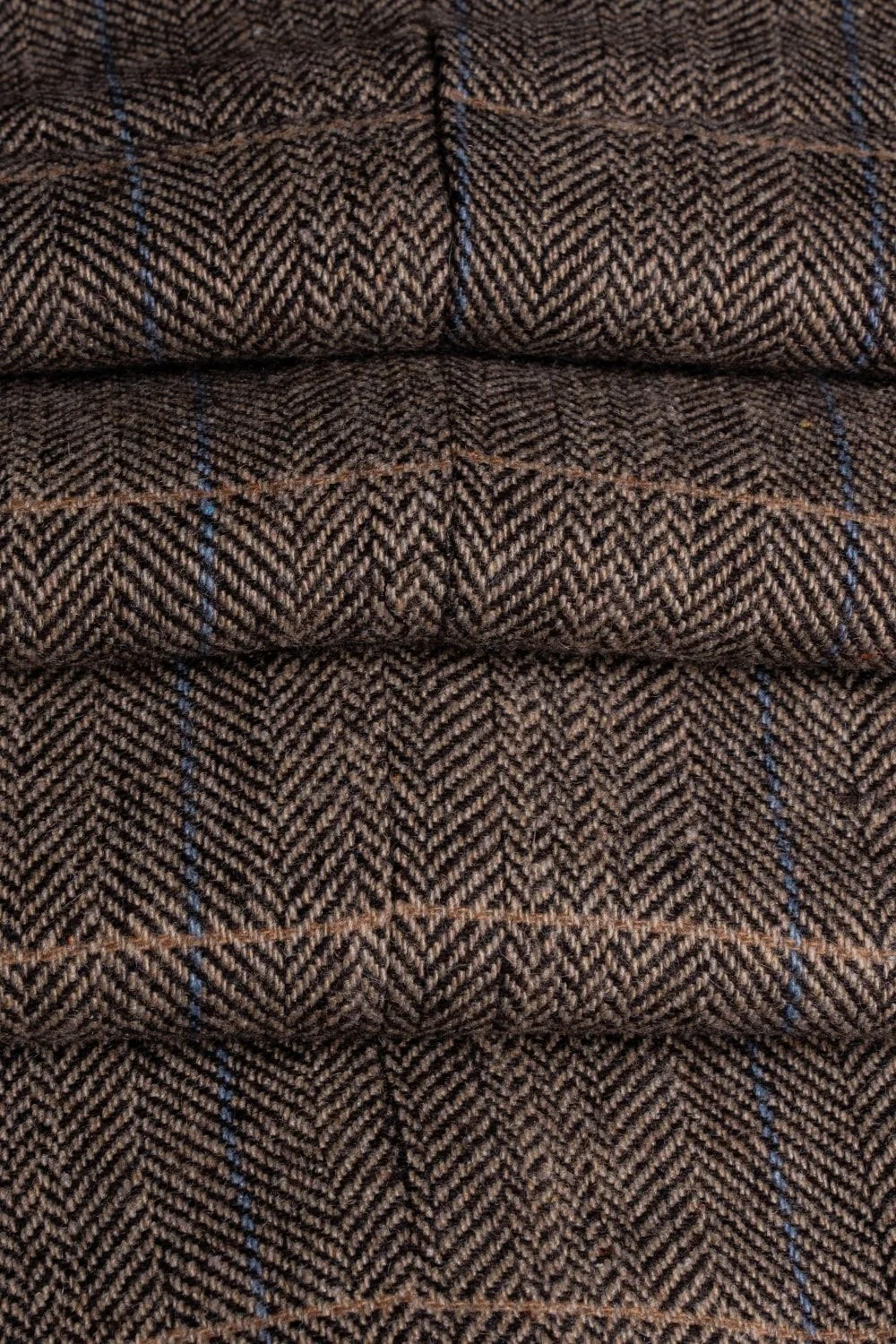 Men's Wool Blend Herringbone Check Suit - Albert - Brown - Image 11