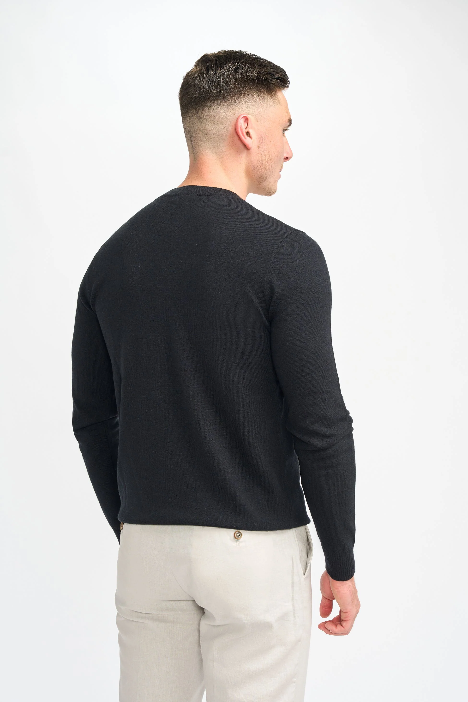 Men’s Wool Blend Knit Pullover Jumper - Connall - Black - Image 3