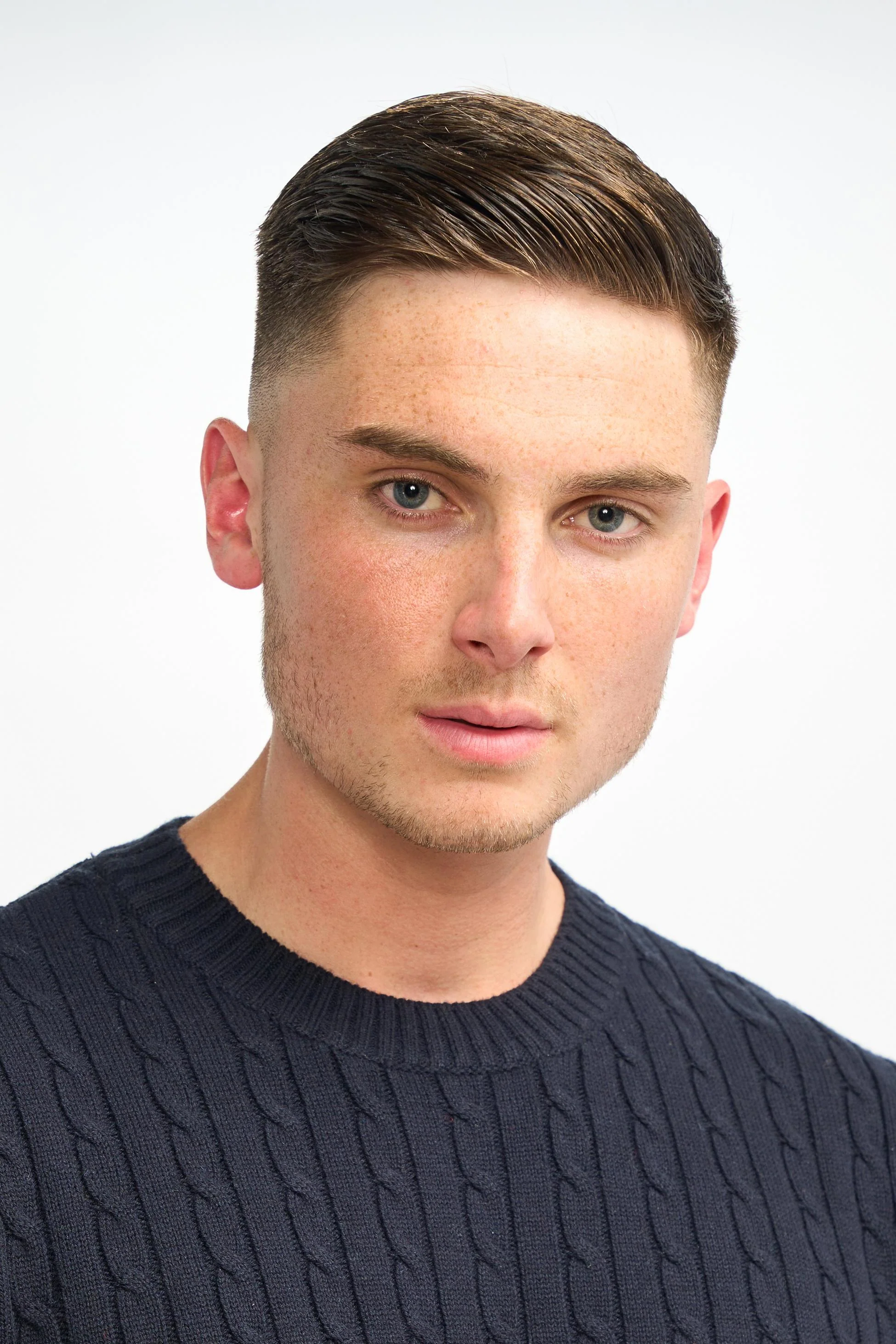 Men’s Wool Cable Knit Pullover Jumper - Foston - Navy - Image 4