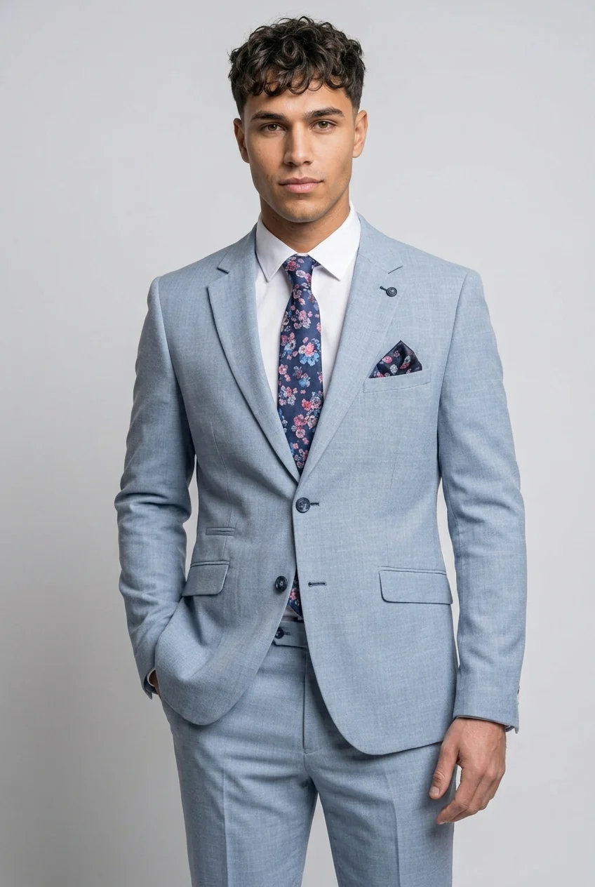 Miami Sky Blue 2-Piece Prom Suit - Image 2