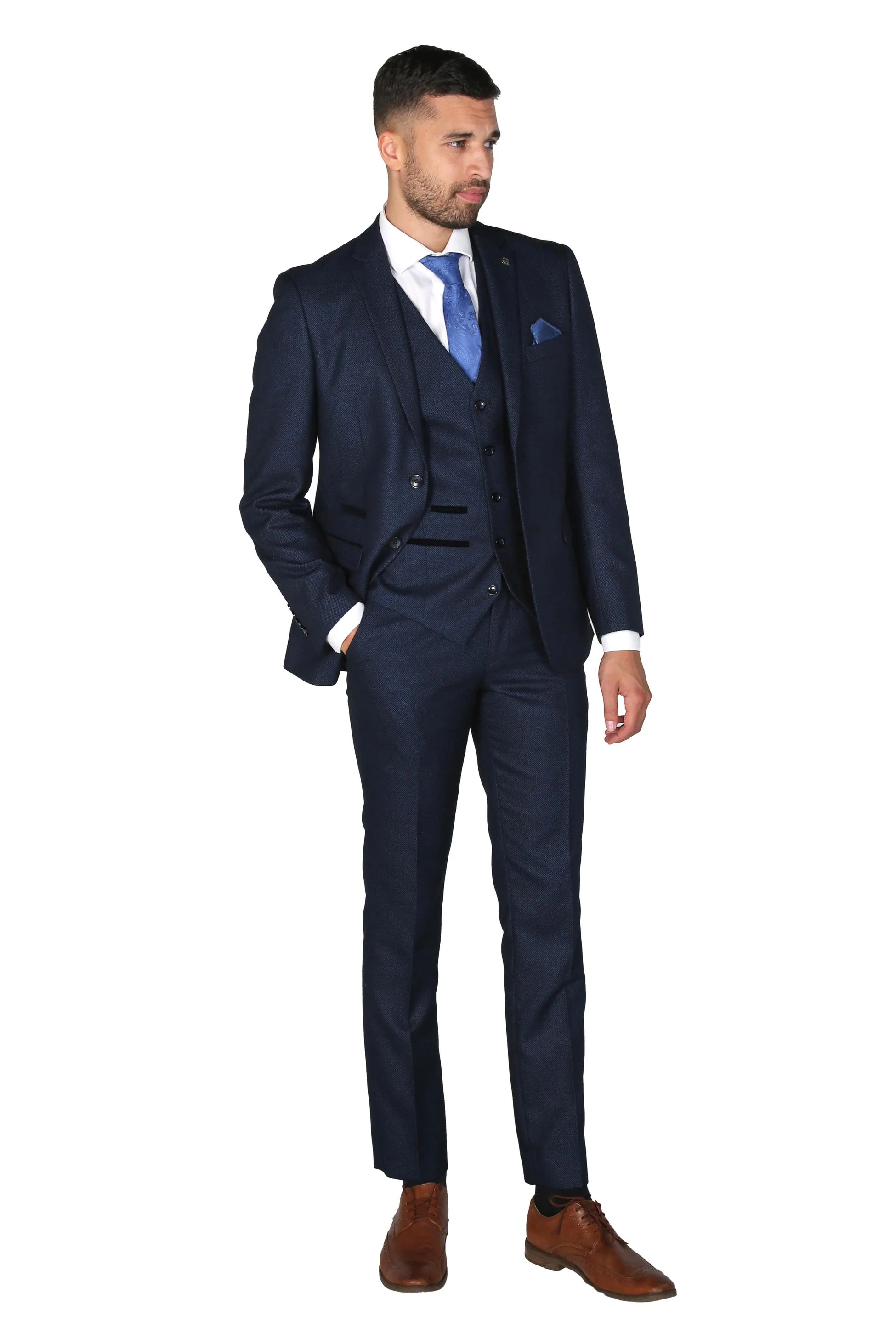 Paul Andrew Men's Arthur Textuformal Trousers - Navy Blue - Image 3