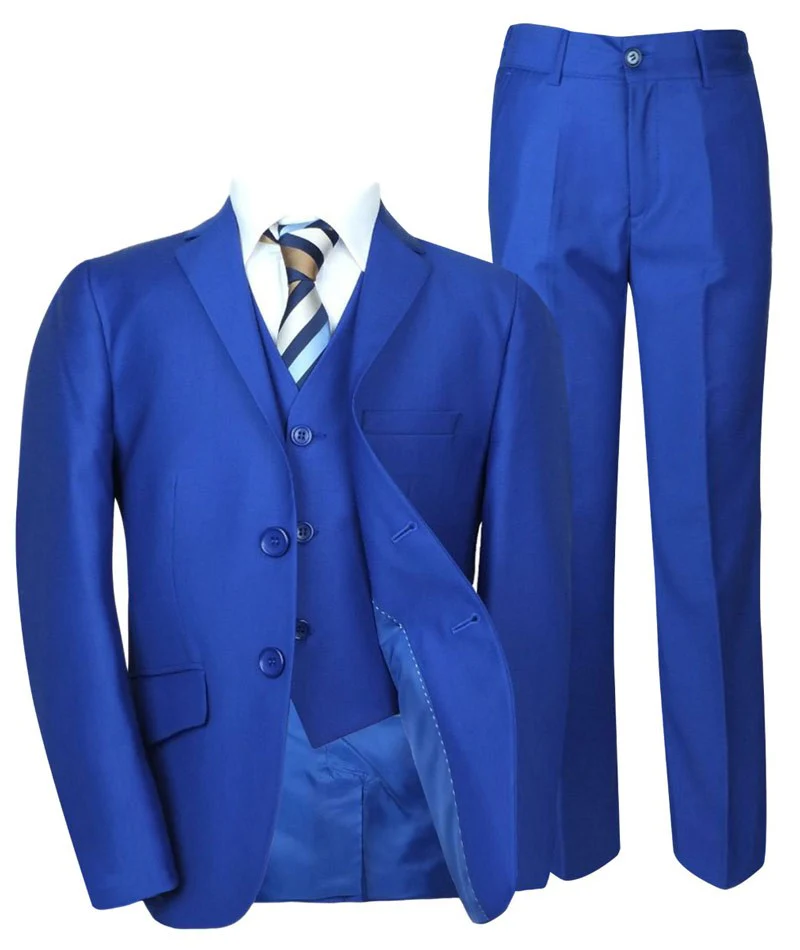 Boys Italian Cut Formal Suit - Royal Blue - Image 5