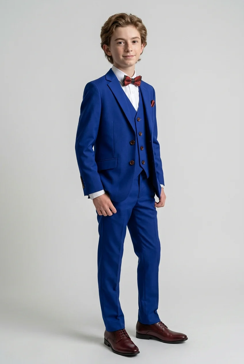 Boys Slim Fit Royal Blue Suit - Royal Blue - Image 2