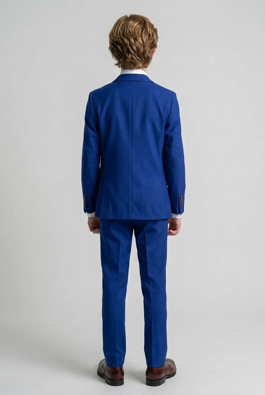 Boys Slim Fit Royal Blue Suit - Royal Blue - Image 4