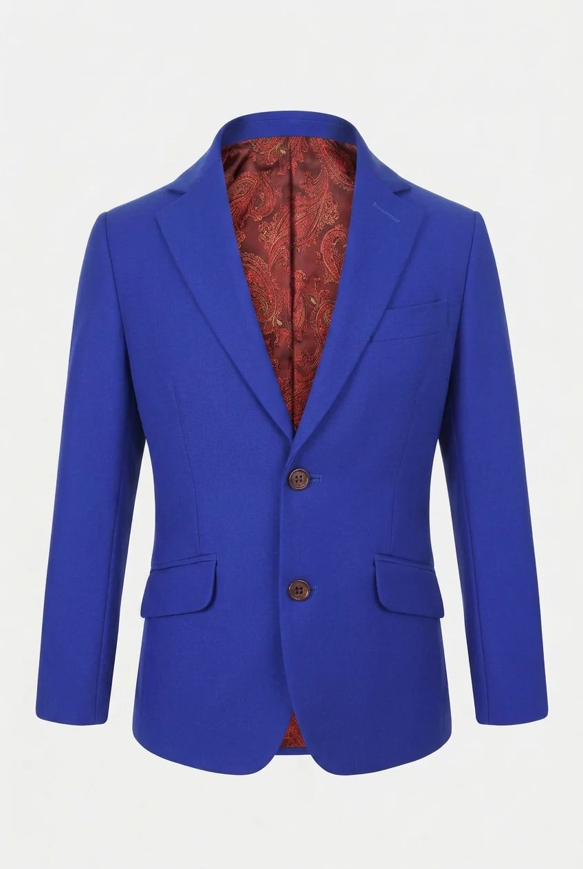 Boys Slim Fit Royal Blue Suit - Royal Blue - Image 5