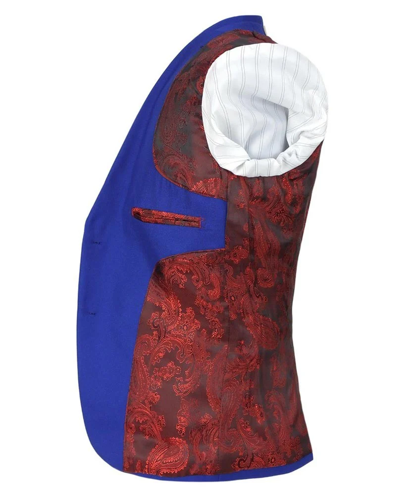 Boys Slim Fit Royal Blue Suit - Royal Blue - Image 8