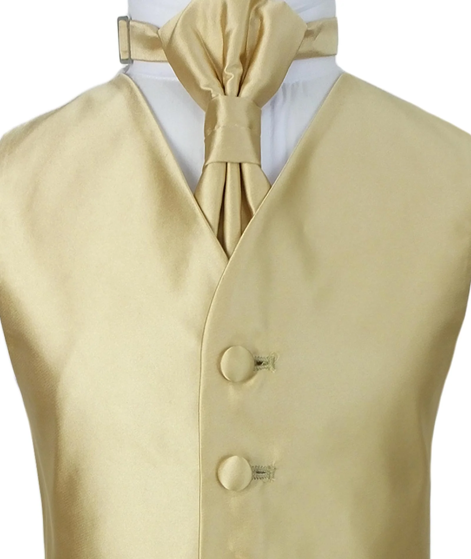 Boys Satin Waistcoat & Cravat Set - Gold - Image 3