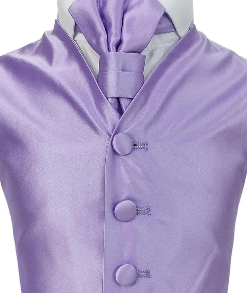 Boys Satin Waistcoat & Cravat Set - Lilac - Image 3