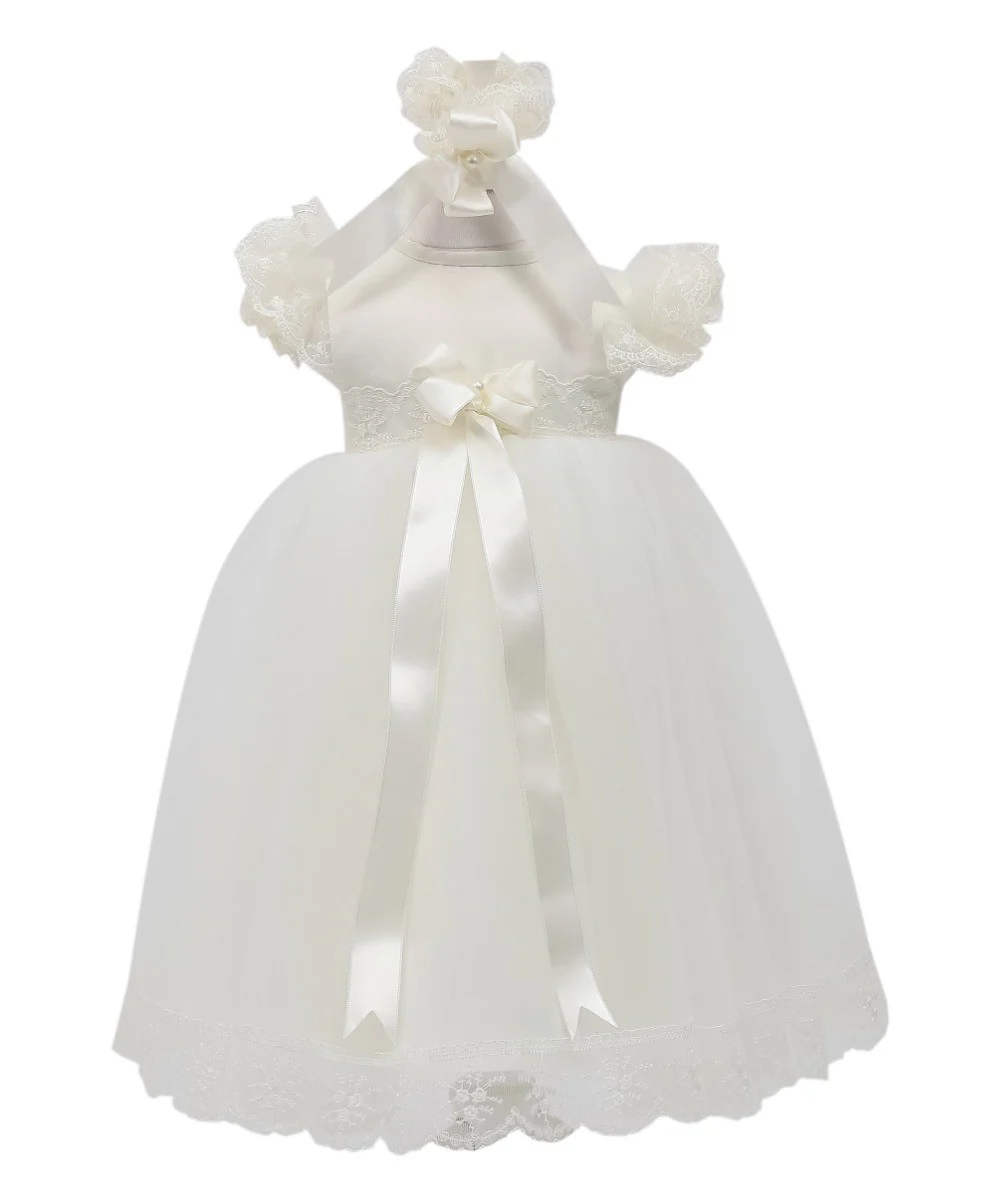 Baby Girls Ruffle Lace White Dress - CHRISTINA - White - Image 3