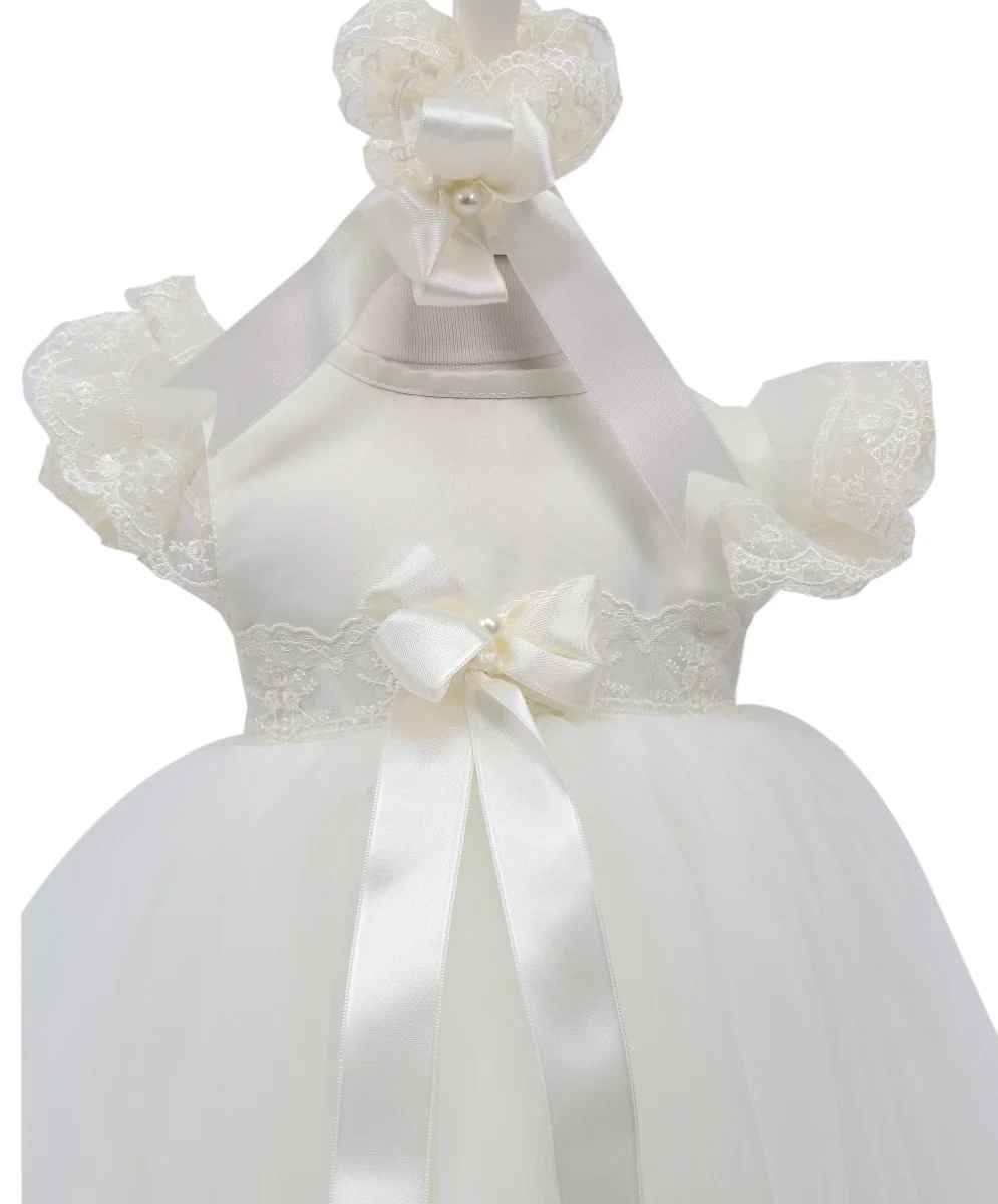 Baby Girls Ruffle Lace White Dress - CHRISTINA - White - Image 4
