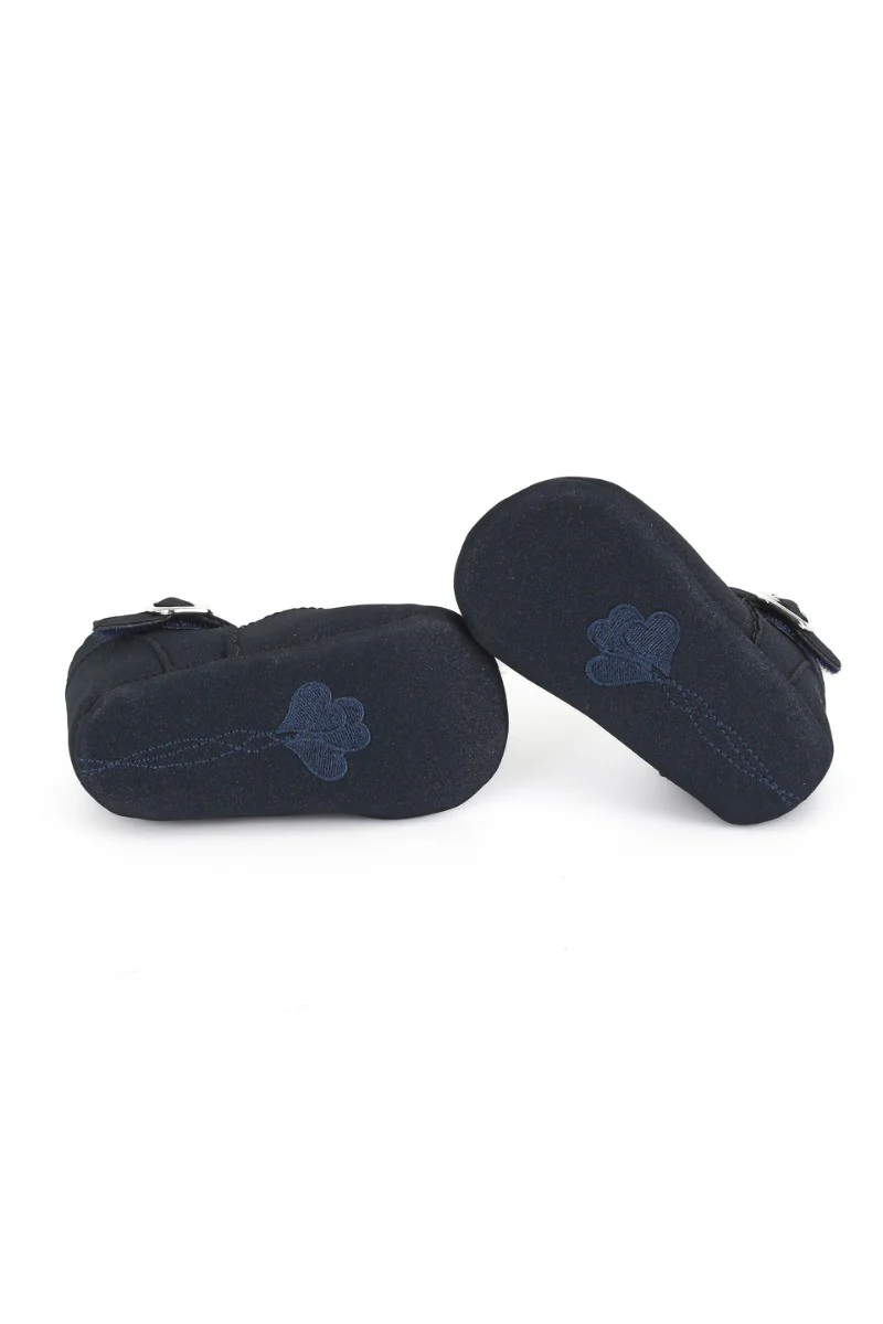 Baby Girls Pre-walker Shoes with Beaded Embellishmen - Navy Blue - Image 4