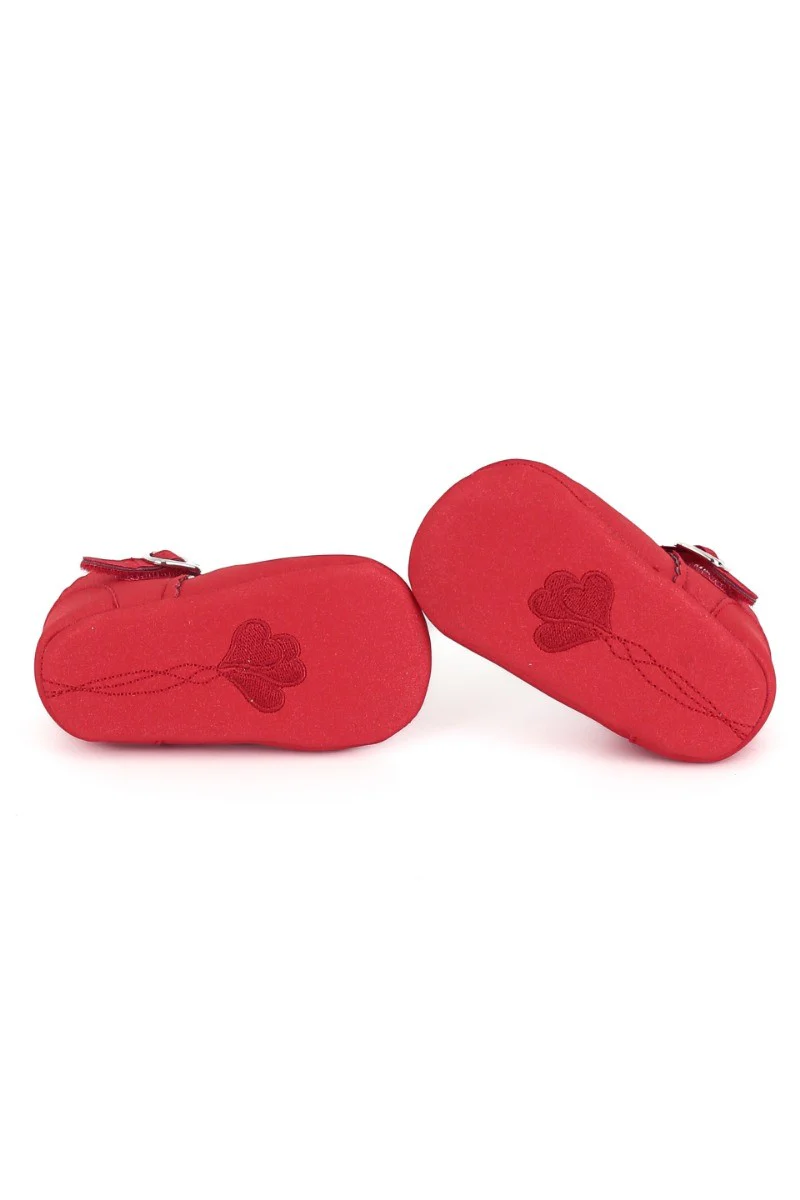 Baby Girls Pre-walker Shoes with Beaded Embellishmen - Red - Image 4