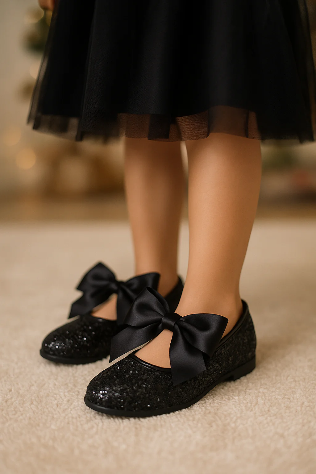 Girls Sequin Ballerina Flat Pumps - LOLA - Black - Image 2