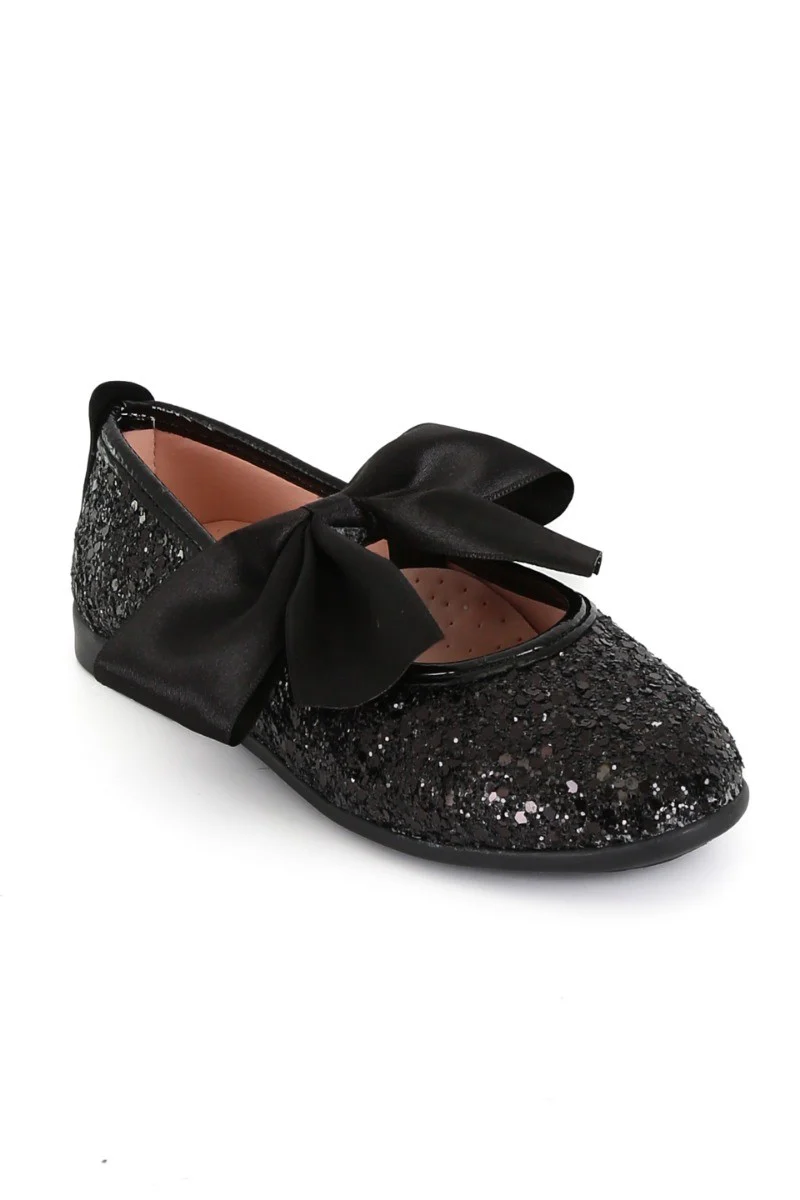 Girls Sequin Ballerina Flat Pumps - LOLA - Black - Image 3