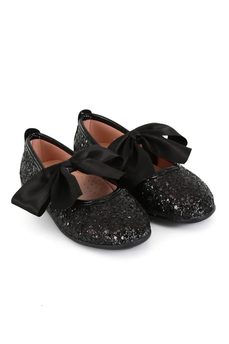 Girls Sequin Ballerina Flat Pumps - LOLA - Black - Image 4