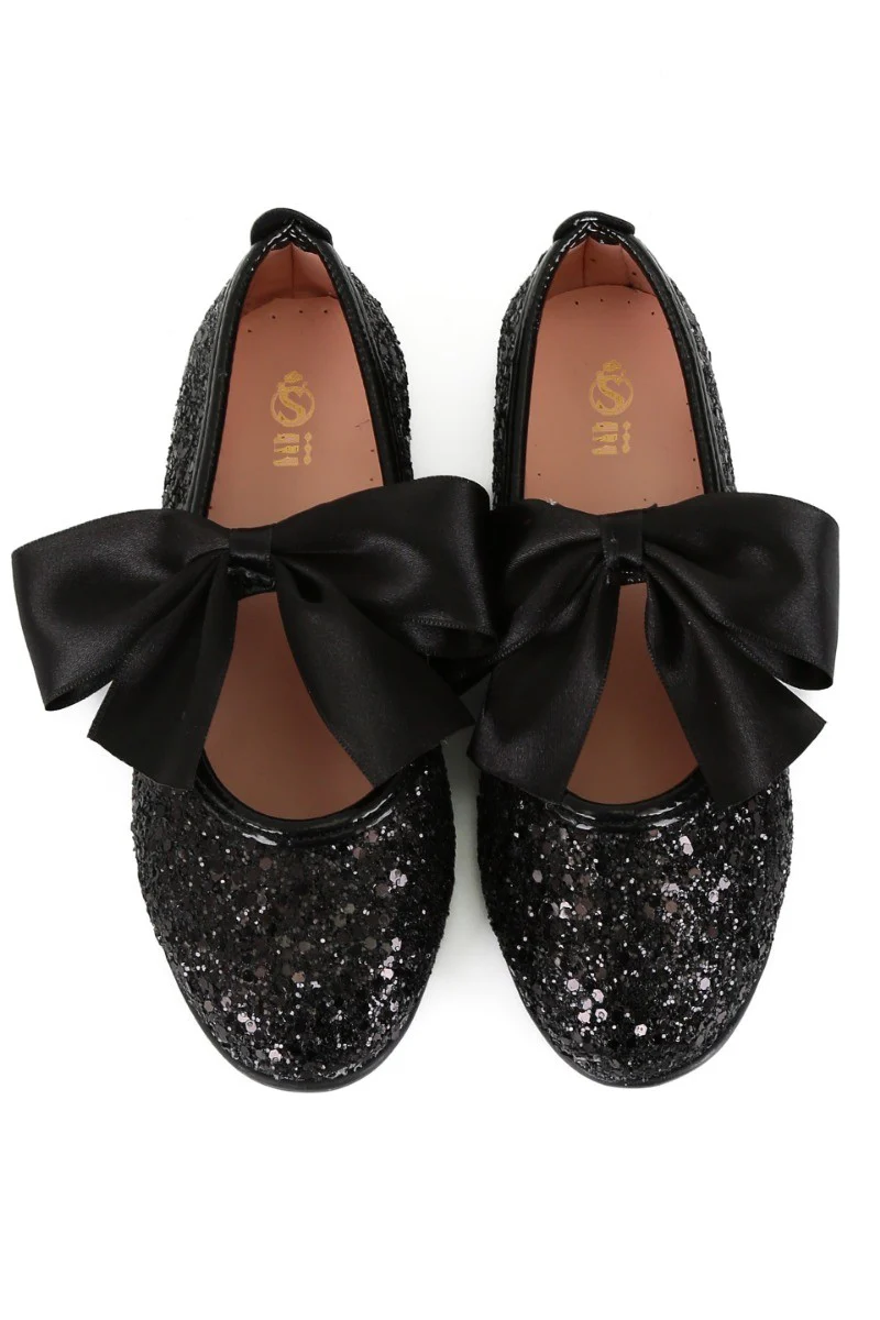 Girls Sequin Ballerina Flat Pumps - LOLA - Black - Image 5
