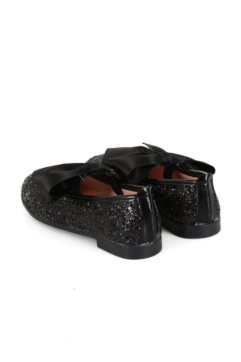 Girls Sequin Ballerina Flat Pumps - LOLA - Black - Image 6