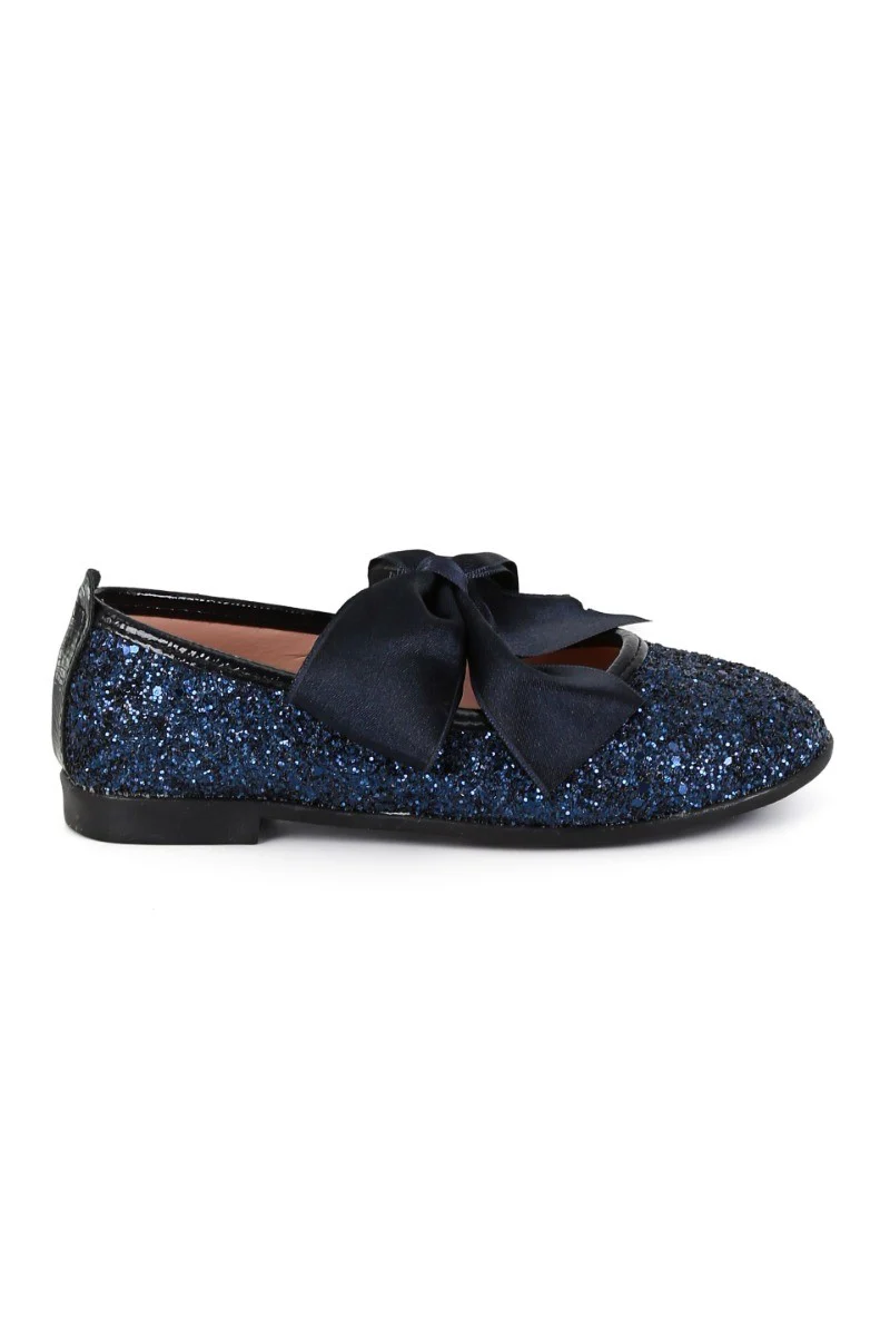 Girls Sequin Ballerina Flat Pumps - LOLA - Navy Blue - Image 7