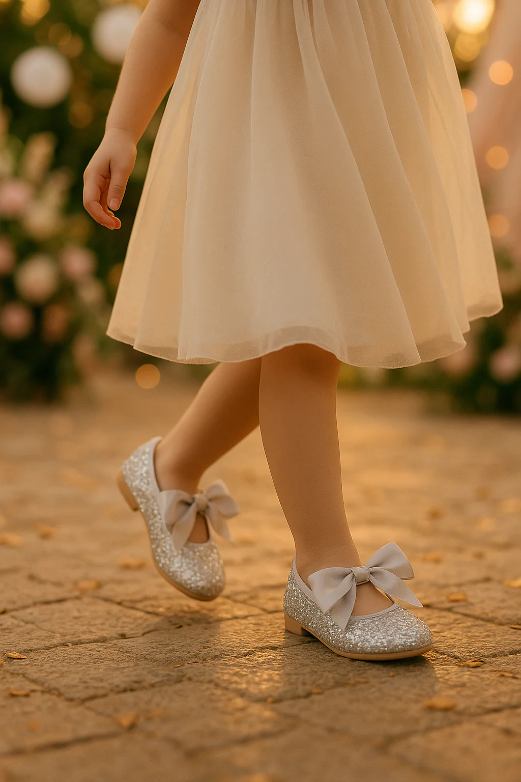 Girls Sequin Ballerina Flat Pumps - LOLA - Silver - Image 2