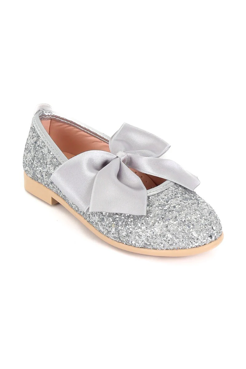 Girls Sequin Ballerina Flat Pumps - LOLA - Silver - Image 3