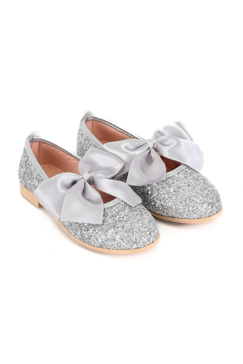 Girls Sequin Ballerina Flat Pumps - LOLA - Silver - Image 4