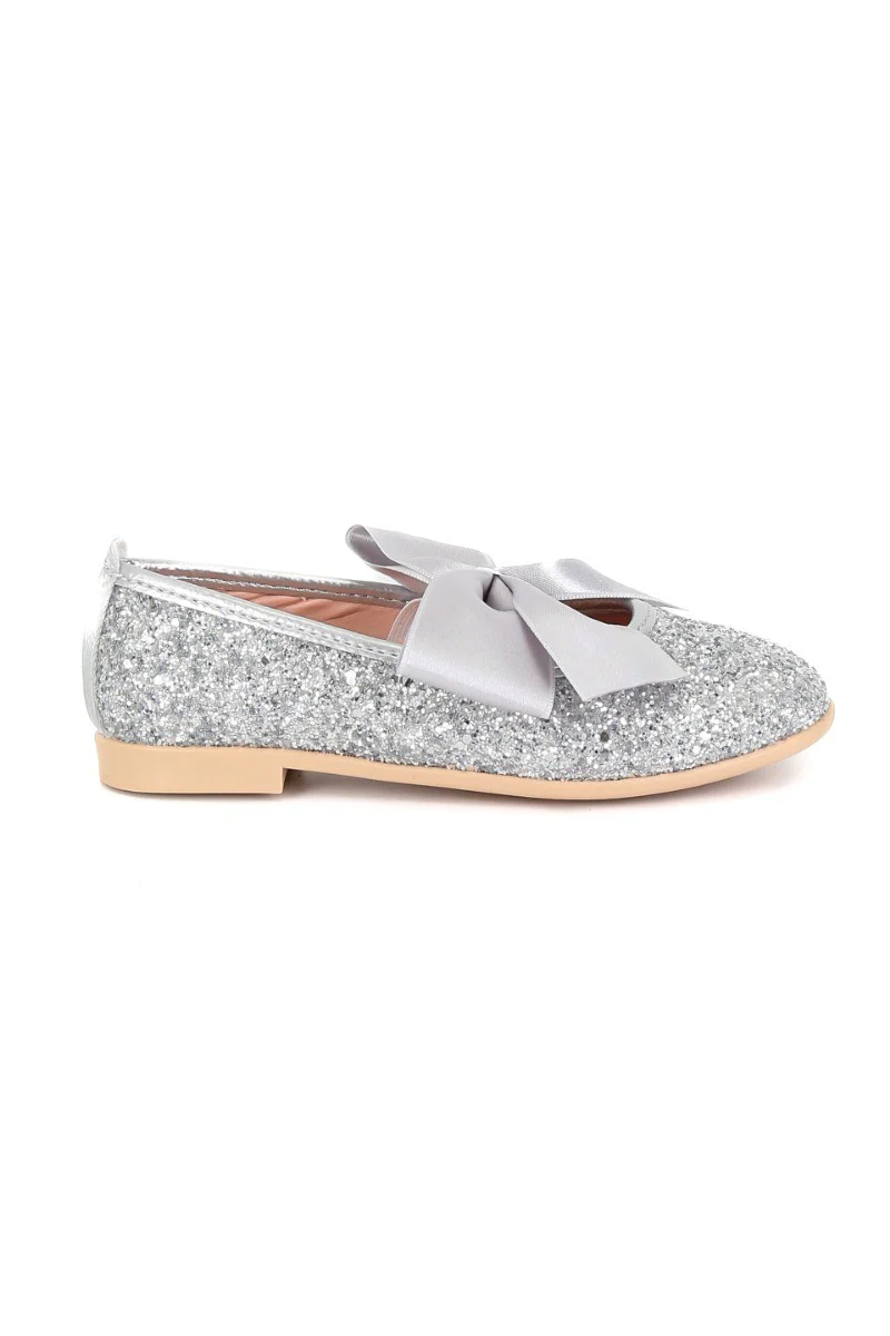 Girls Sequin Ballerina Flat Pumps - LOLA - Silver - Image 7