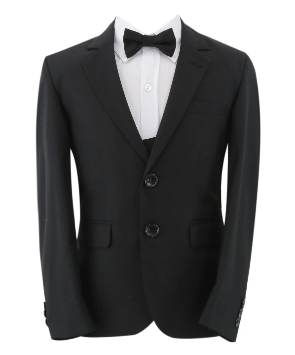 Boys Slim Fit 7 Piece Full Suit Set - Kenny - Black - Image 2
