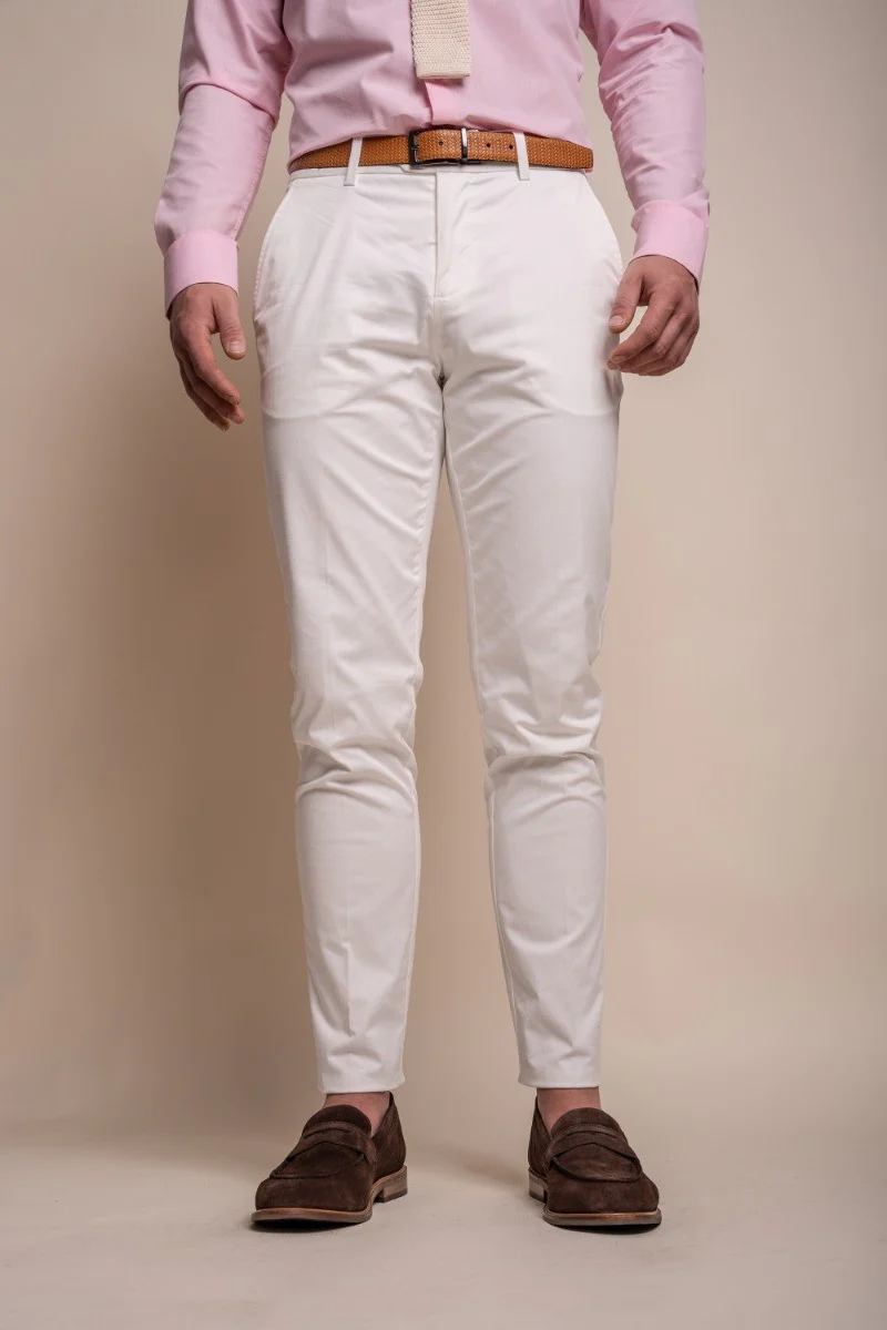 Men's Cotton Slim Fit Formal Suit - MARIO - Ecru - Image 7