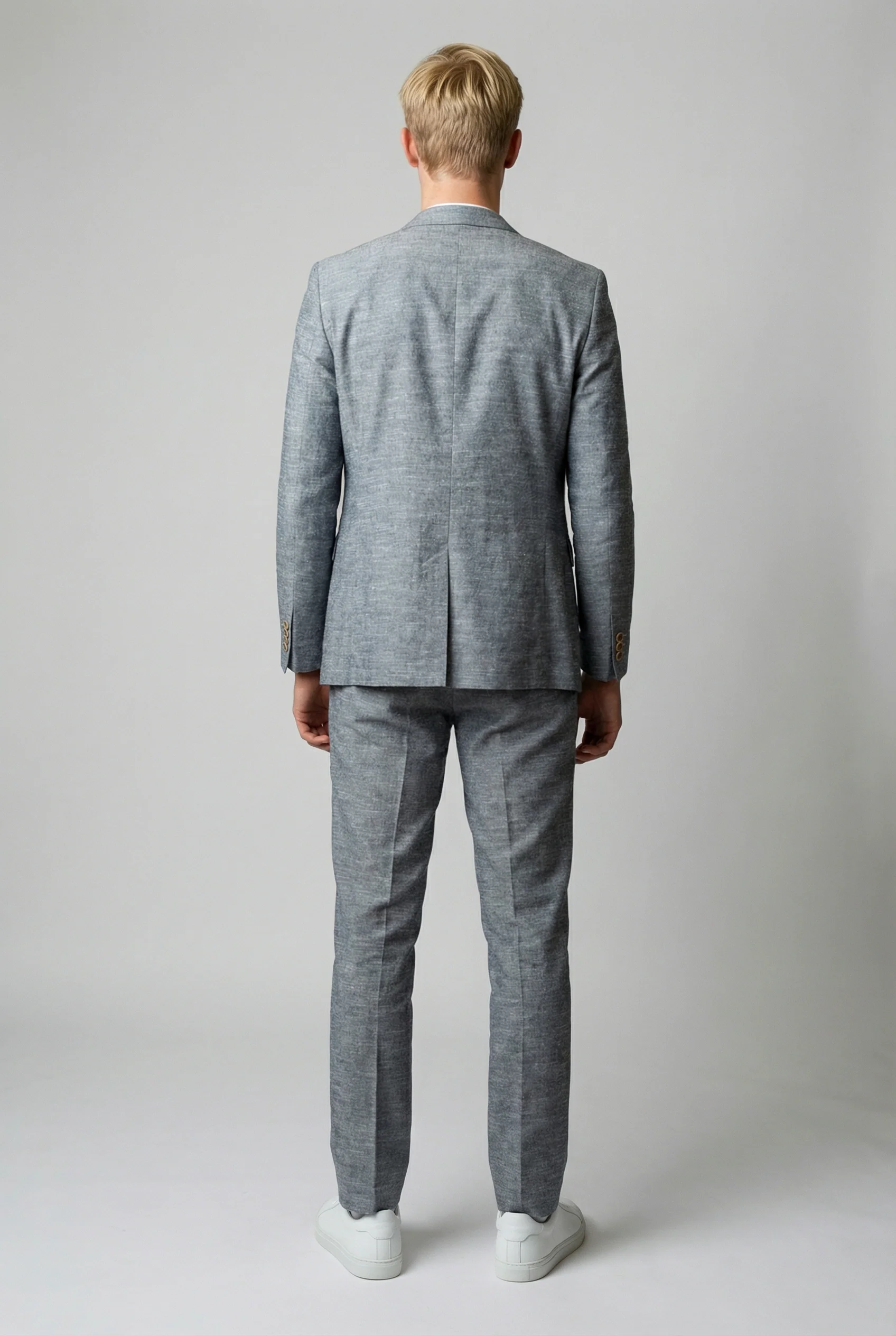 Men’s Rowan 2 Pieces Suit Textured Wedding Cotton Set - Grey - Image 5