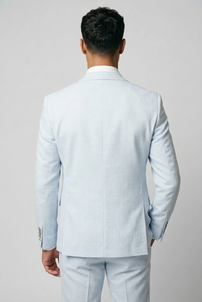 Tropez 3-Piece Textured Prom Suit - Sky Blue - Image 3