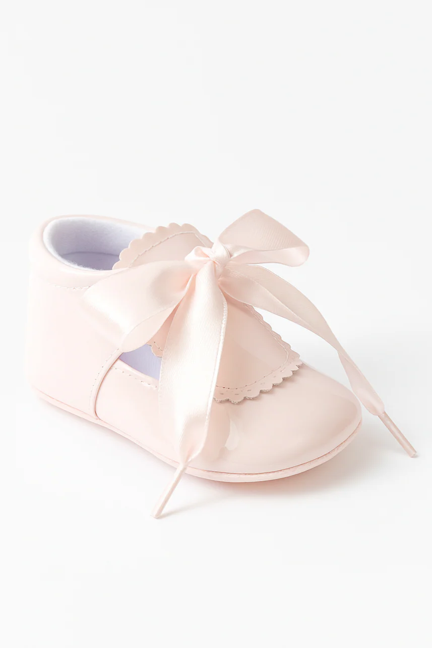 Unisex Baby Patent Shoes with Ribbon - 908 - Pink