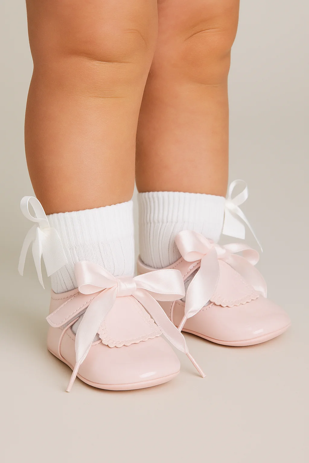 Unisex Baby Patent Shoes with Ribbon - 908 - Pink - Image 4