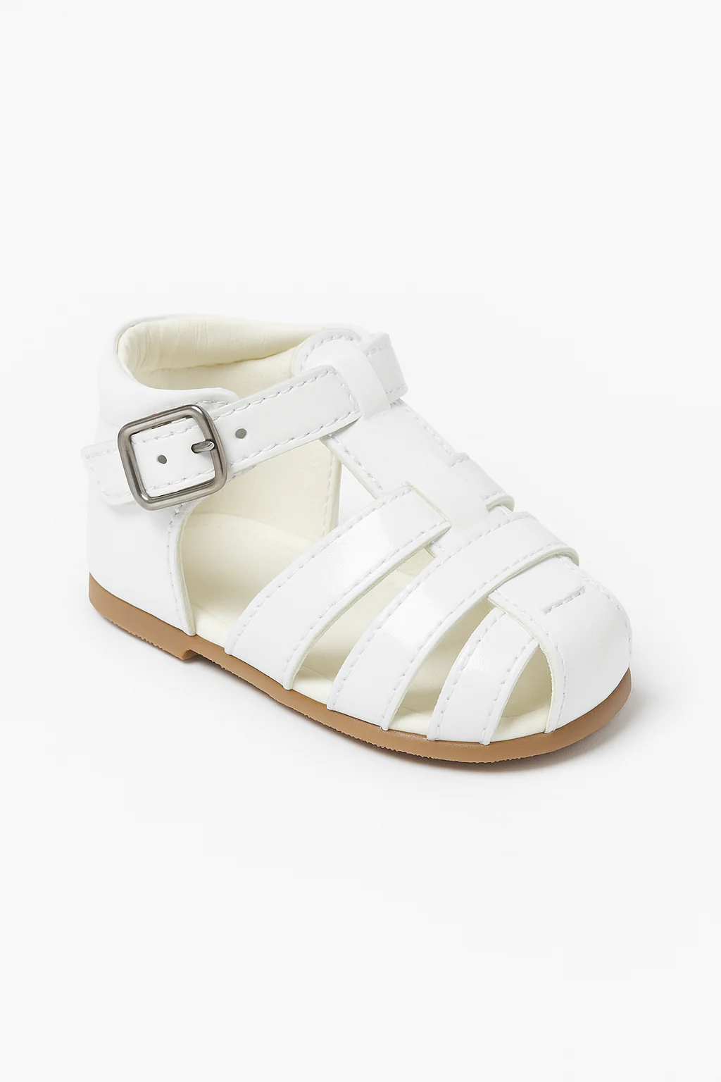 Unisex Kids Patent Leather Sandals Shoes- RALPH - White