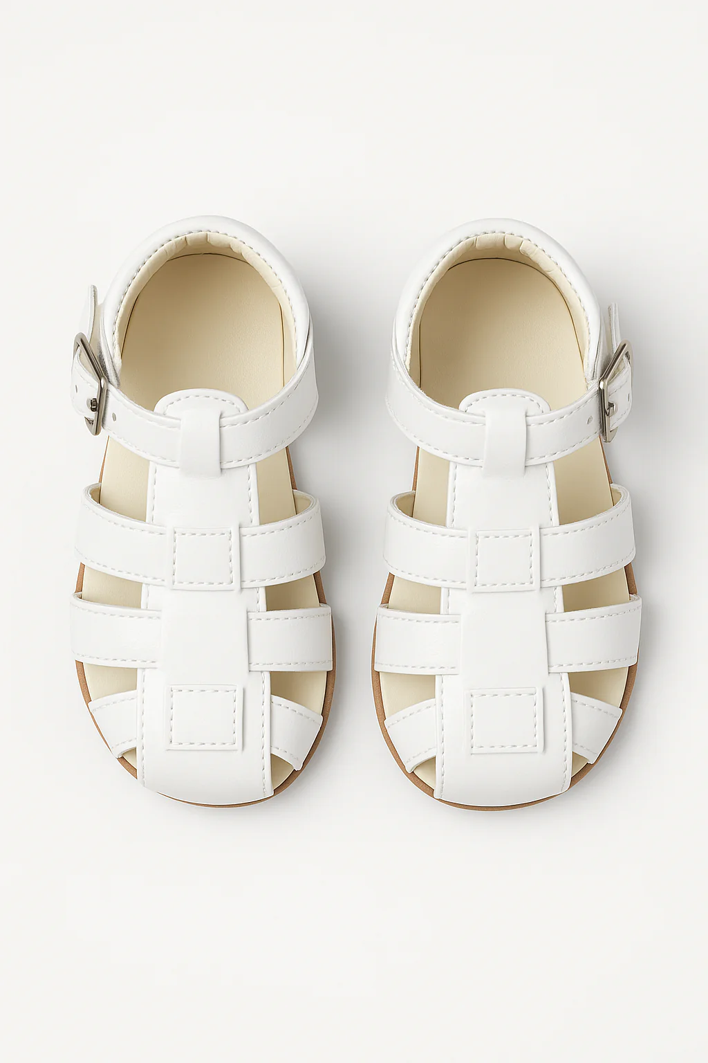 Unisex Kids Patent Leather Sandals Shoes- RALPH - White - Image 2