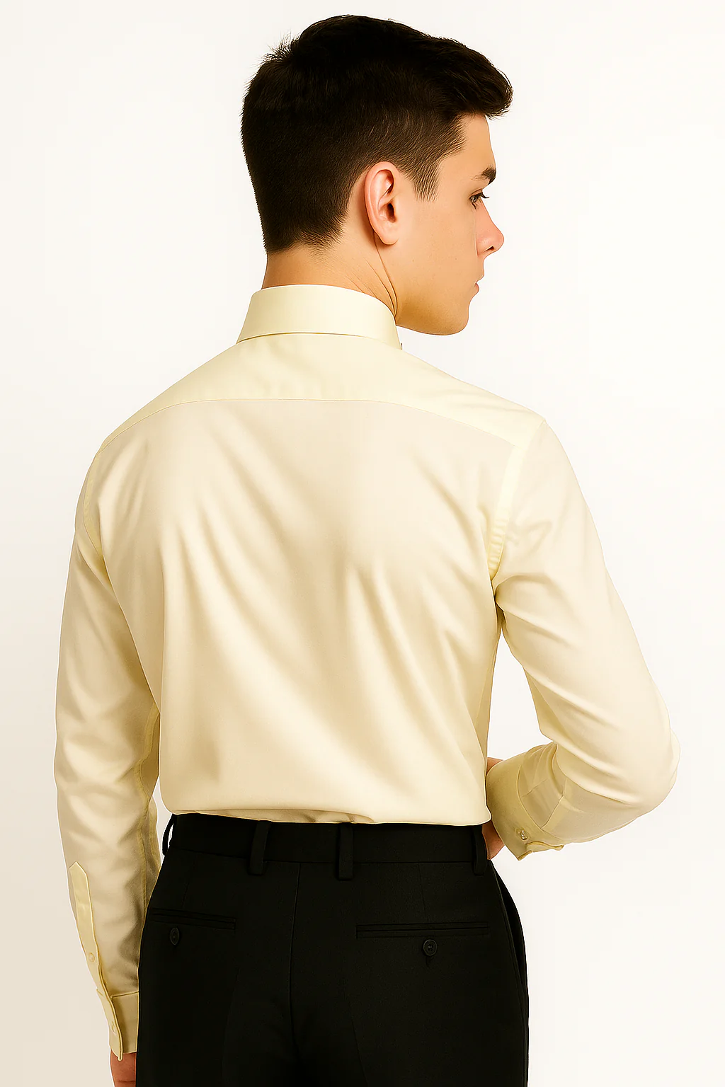 Boys Wing Collar Pleated Ivory Shirt - Cream - Ivory - Image 2